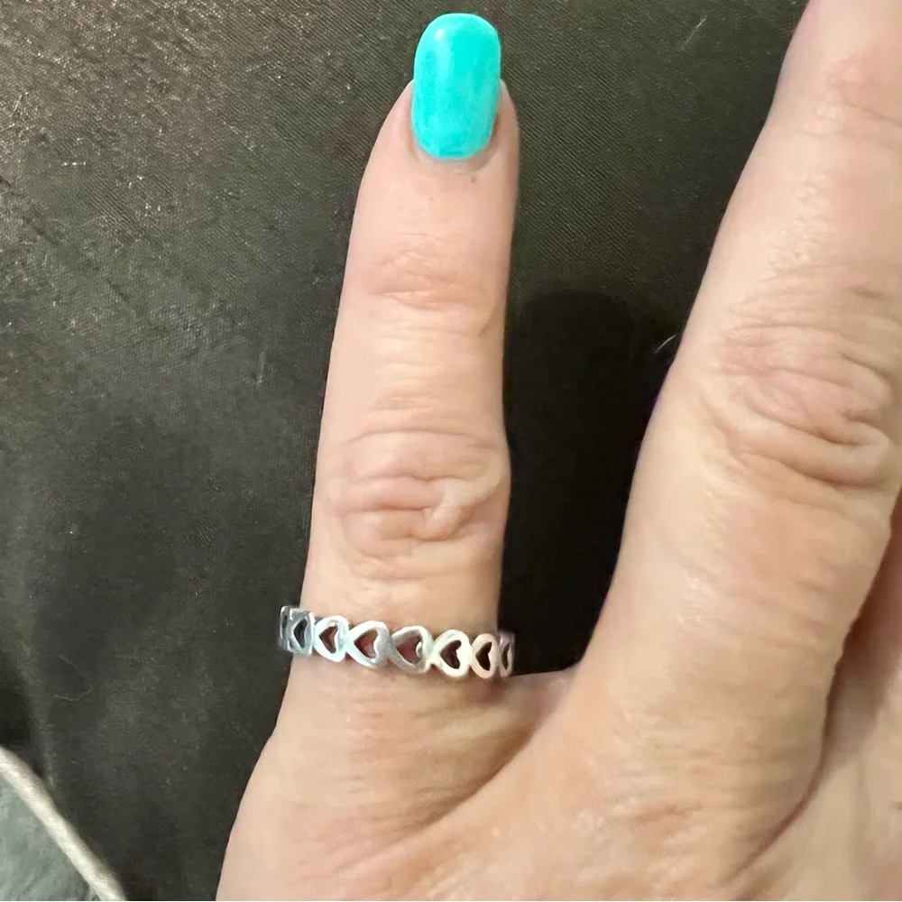 New sterling silver wrap Around interlocking hearts Infinity ring_5